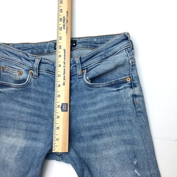 Zara Women's Jeans Straight Leg Distressed Frayed Hems Stretch size 6 length 27" - Picture 5 of 8